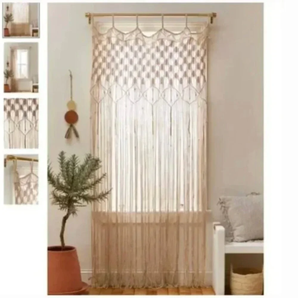 FL Millie Macramé Boho Peasant Knot Hipster Hippie Art Deco Farm Window Curtain